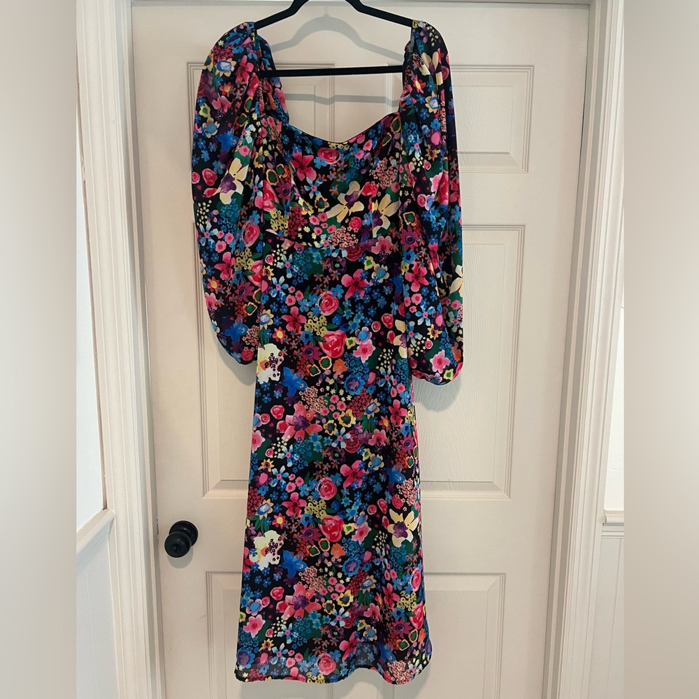 GORGEOUS floral Nasty Gal dress Puff Sleeve boho size 8